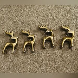 Set of Four Brass Reindeer Figurines